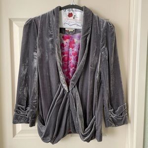 Elevenses Anthropologie Grey Velvet Relaxed Blazer
